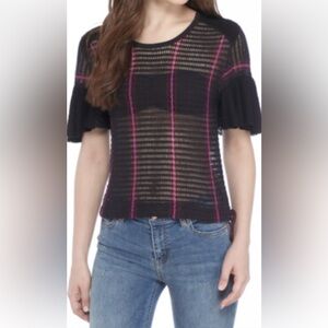 Free People Babes Only Striped Open Knit Sweater Tee Size S Z196-12